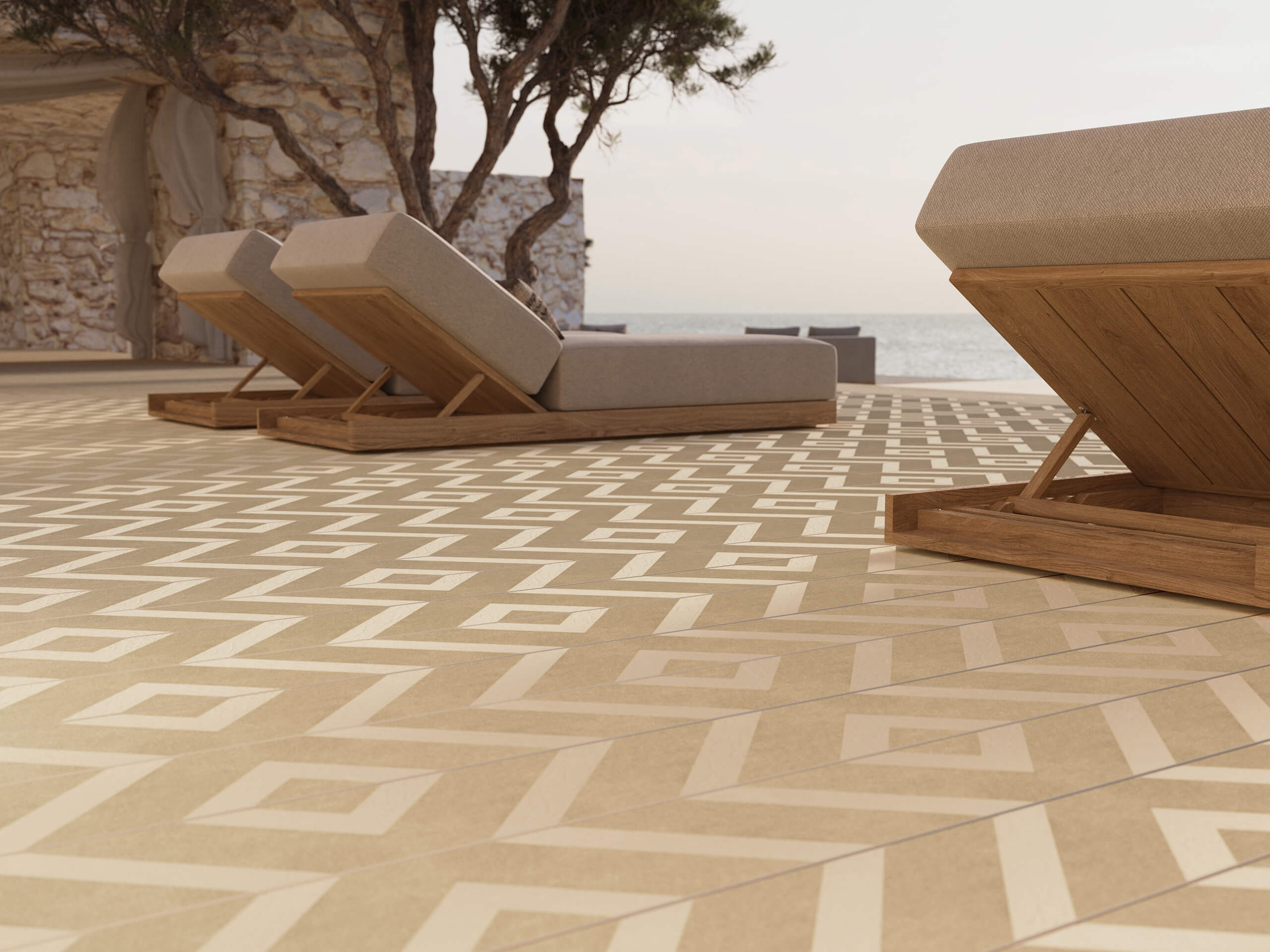Buitenvloer terras met Linear Modello Ashwood terrasplanken AlterWood Millboard