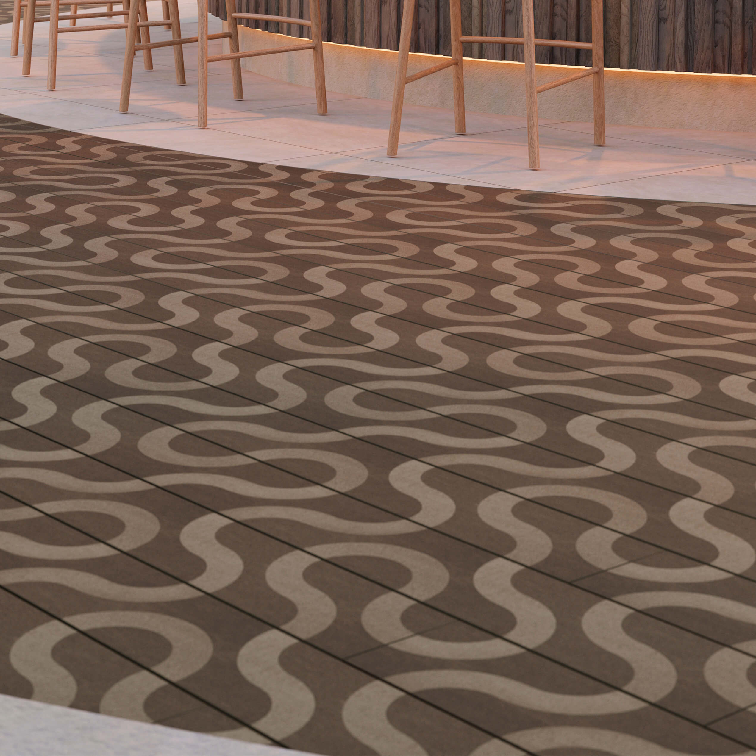 impressie terrasplanken Modello Contour zonal area AlterWood